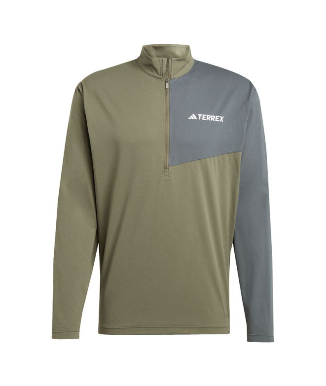Camiseta de Montaña adidas Mt Halfz Ls Hombre Verde Oscuro