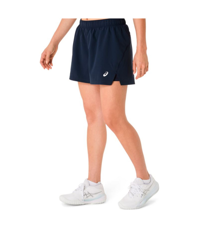 Calça Curto de Tênis ASICS Court 2-N-1 Short Mulher Azul Marinho