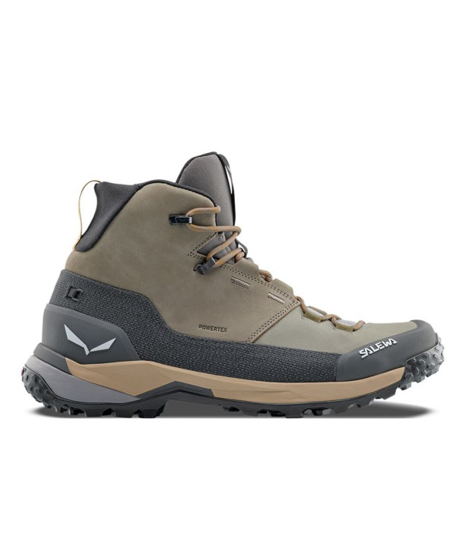 Bottes de montagne Salewa Puez Leather Mid Ptx M Kaki/Noir Homme