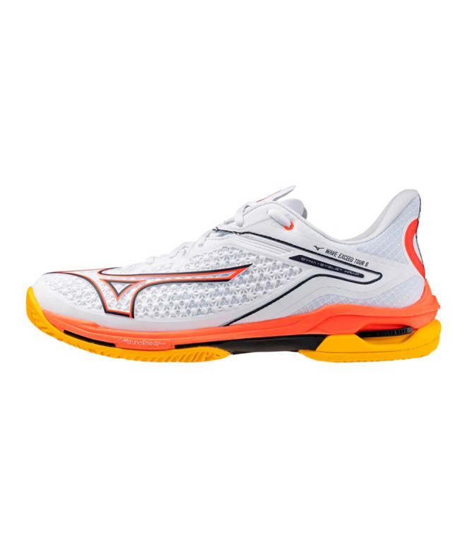 Zapatillas de Pádel Mizuno Wave Exceed Tour 6 Cc Hombre Blanco/Coral/Citrus
