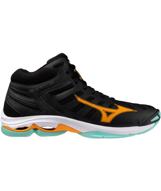 Chaussures de Volley-ball Mizuno Wave Voltage 2 Mid Noir/Tangelo/Vert
