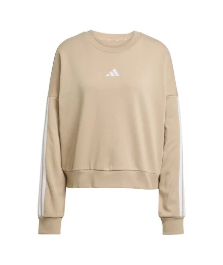 Sudadera adidas 3 Bandas Ft Swt Mujer Beige/Blanco Sudadera adidas 3 Bandas Ft Swt Mujer Beige/Blanco