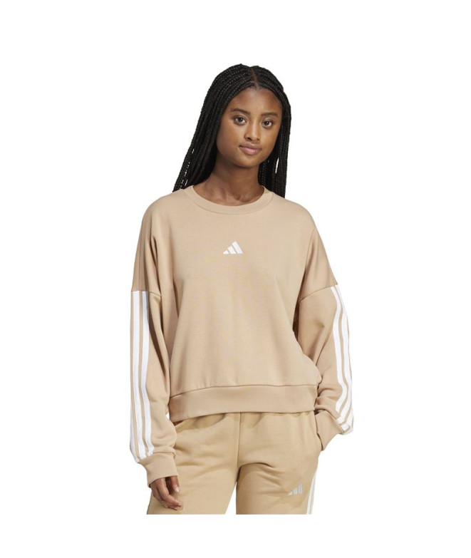 Sudadera adidas 3 Bandas Ft Swt Mujer Beige/Blanco