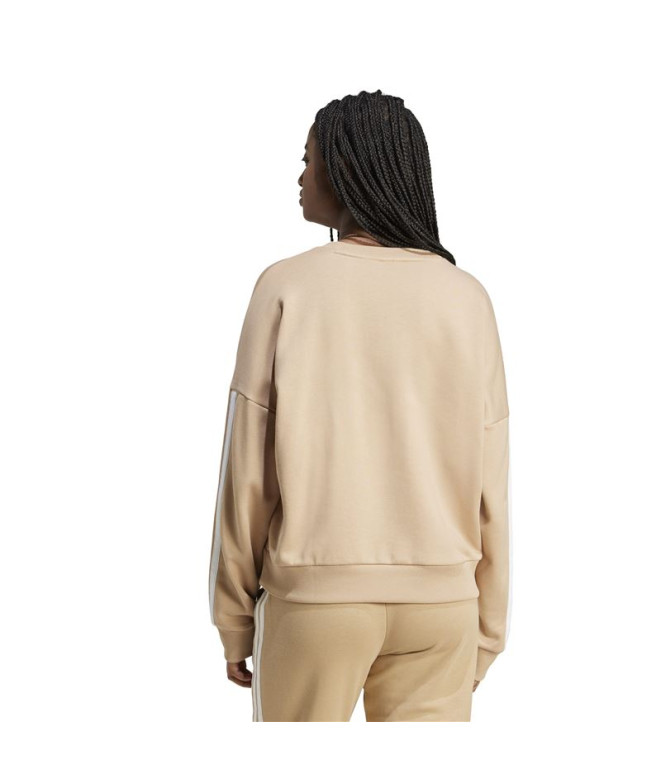 Sudadera adidas 3 Bandas Ft Swt Mujer Beige/Blanco