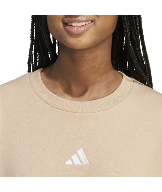 Sudadera adidas 3 Bandas Ft Swt Mujer Beige/Blanco