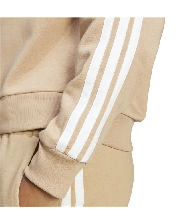 Moletom adidas 3 Bandas Ft Swt Mulher Bege/Branco