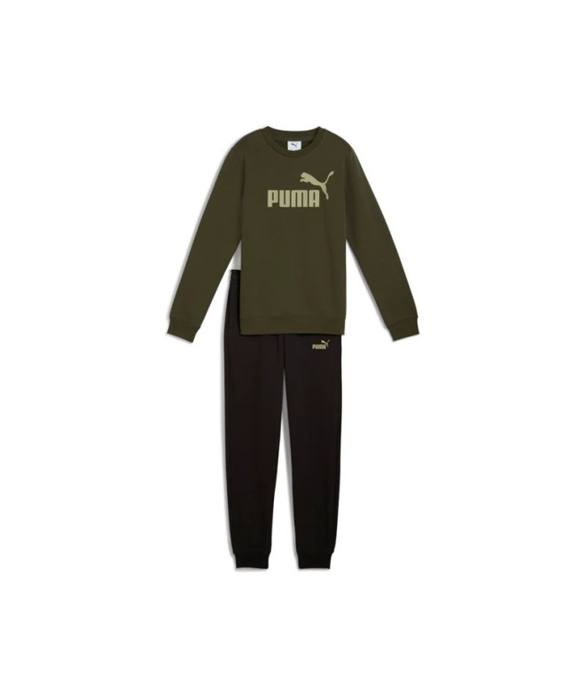 Fato de treino Puma Essentials No.1 Logo Crew S Infantil Verde Escuro