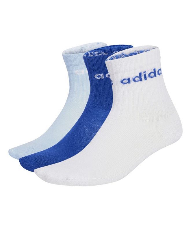 Chaussettes adidas Lin Kids Crw 3P Enfant Blanc/Bleu