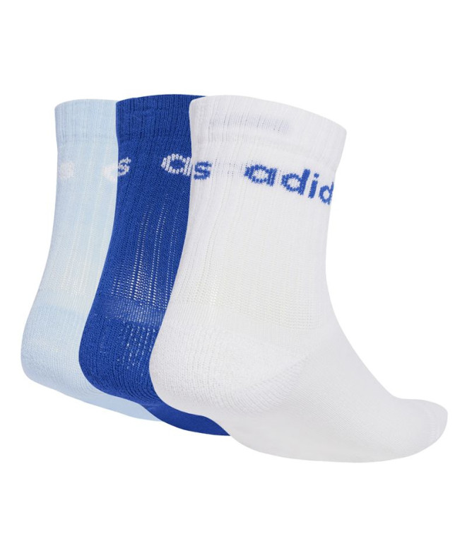 Meias adidas Lin Kids Crw 3P Infantil Branco/Azul