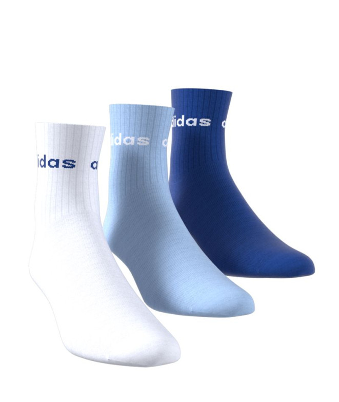 Meias adidas Lin Kids Crw 3P Infantil Branco/Azul