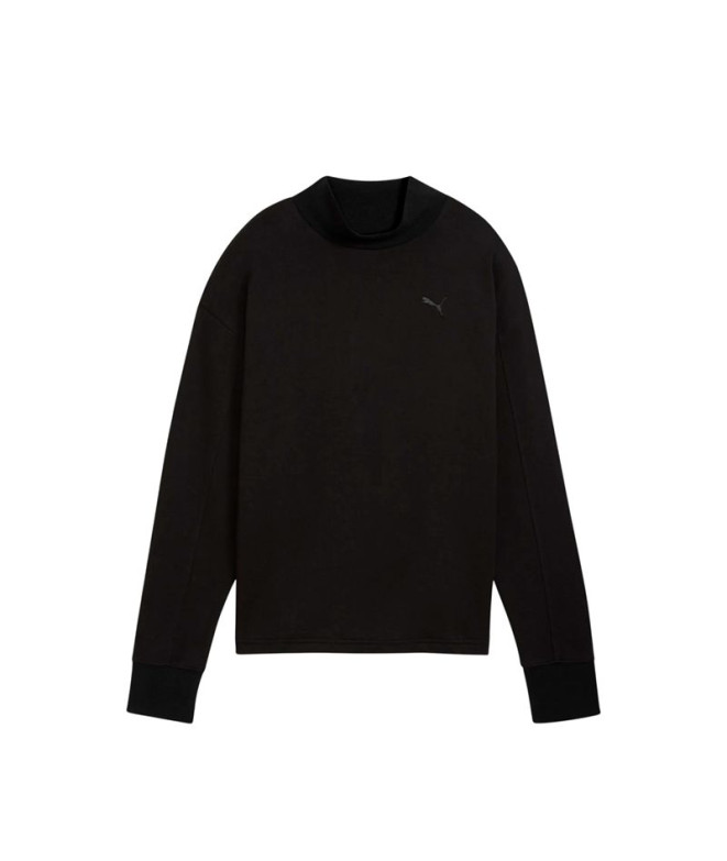 Sudadera Puma Her Relaxed Crew Fl Negro Mujer