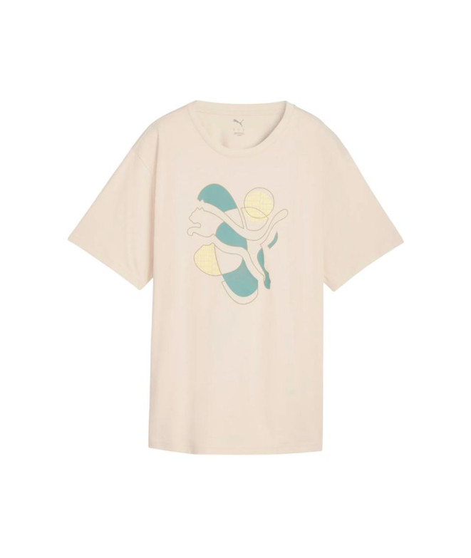Camiseta Puma Graphic Relaxed Ener Beige Mujer