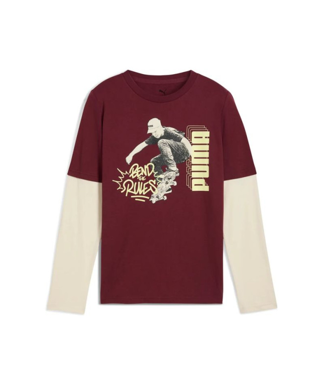 T-shirt Puma Mid90S Layered Longs Grenat Enfant