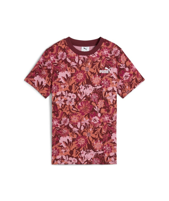Camiseta Puma Essentials Nature 2.0 Aop Niña Granate