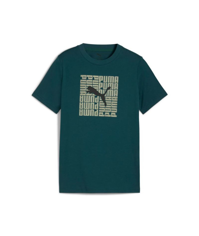 Camiseta Puma Graphic Box B Infantil Verde Terrain