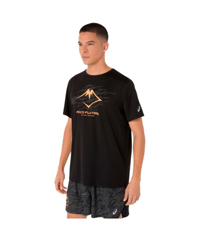 Camiseta de Running ASICS Fujitrail Logo Ss Top Hombre Negro