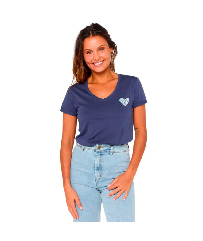 T-shirt Rip Curl Heart V Neck Tee Femme Bleu Marine