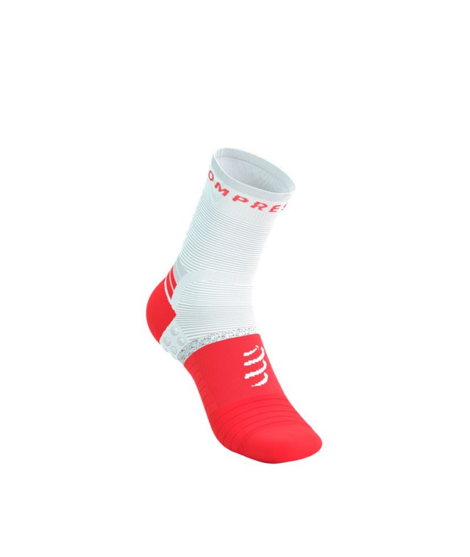 Calcetines de Running Compressport Pro Marathon V2.0 Unisex Fluo Rojo/Blanco