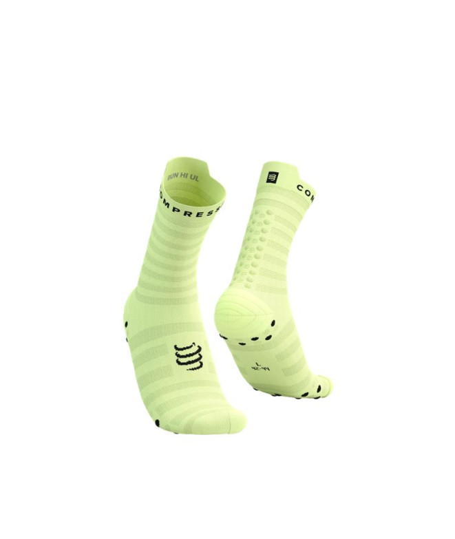 Meias Compressport Pro Racing V4.0 Ultralight Run High Lima/Preto