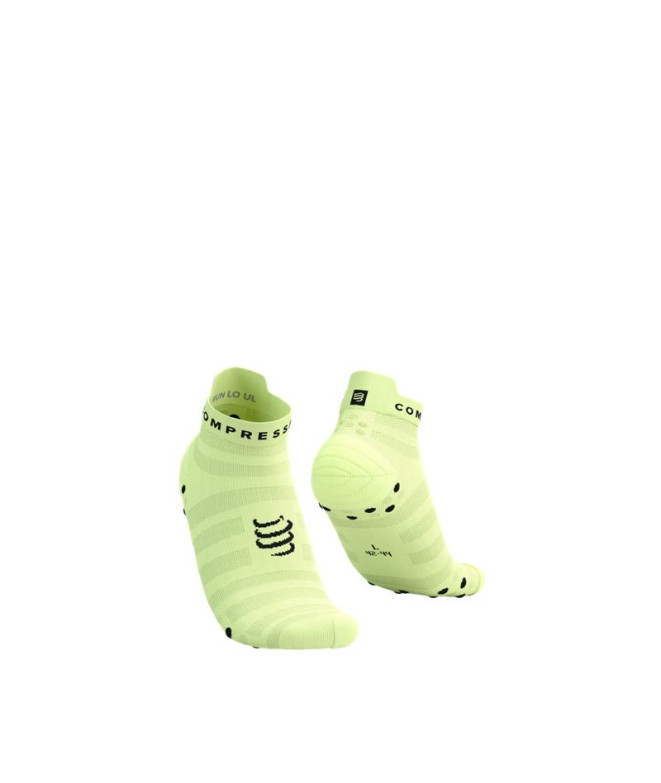 Meias Compressport Pro Racing V4.0 Ultralight Run Low Lima/Preto