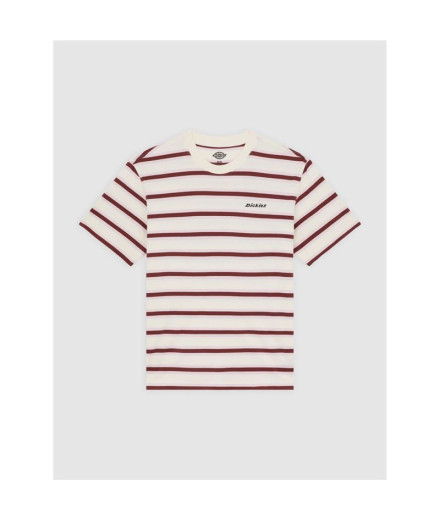Camiseta Dickies York Stripe Ss Homem Branco/Marrão Camiseta Dickies York Stripe Ss Homem Branco/Marrão
