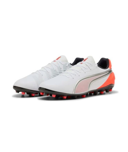 Bottes de football Puma King Match Mg Blanc Argent