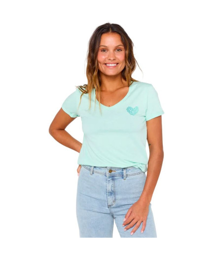 Camiseta Rip Curl Heart V Neck Tee Mulher Azul Camiseta Rip Curl Heart V Neck Tee Mulher Azul