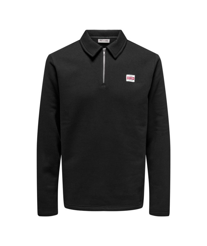 Moletom Only & Sons Onsdawson Reg Halfzip Sweat Vd Homem Preto Jato