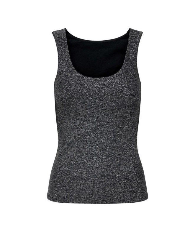 T-shirt Only Onlea Glitter S/L 2-Ways Haut Jrs Noos Femme Noir Argent Paillettes