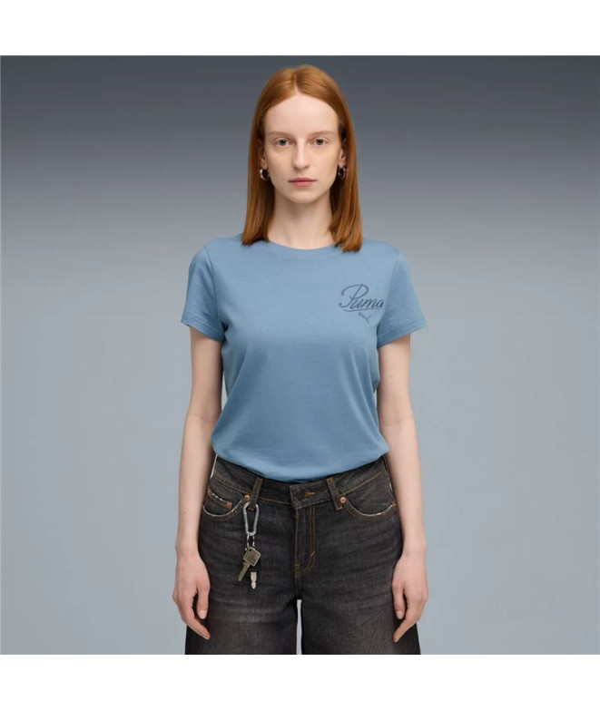 Camiseta Puma Essentials Script Cool Azul Mujer
