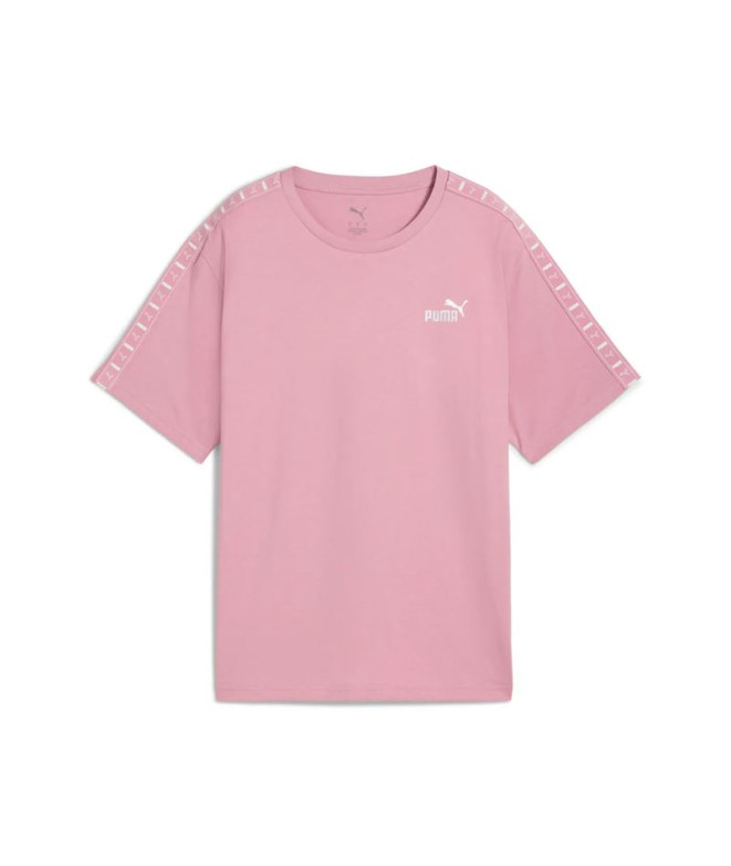 Camiseta Puma Essentials Tape Relaxed Poised Rosa Mulher