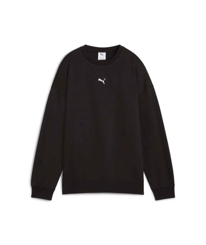 Moletom Puma Essentials Oversized Crew F Preto Mulher