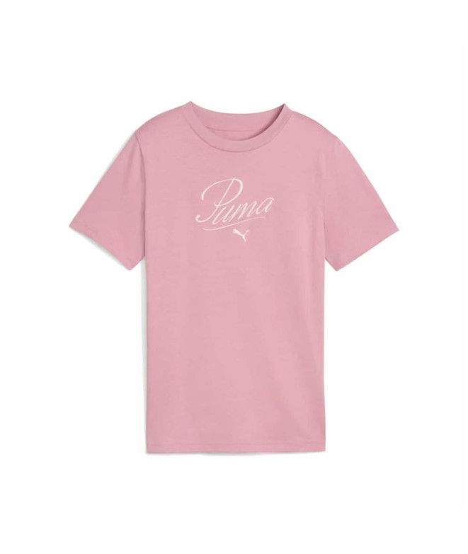 Camiseta Puma Essentials Script G Rosa Menina