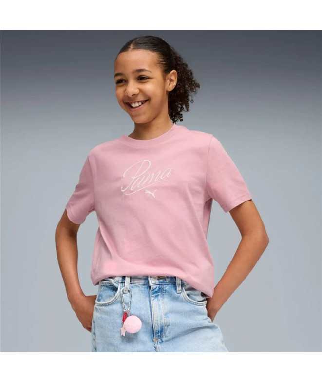 Camiseta Puma Essentials Script G Rosa Menina
