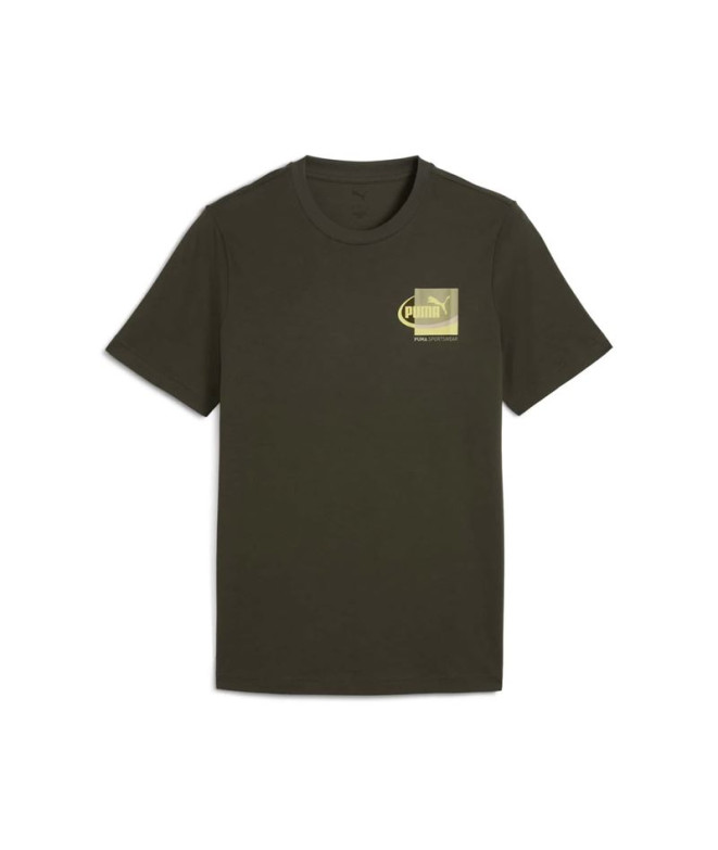 Camiseta Puma Graphic Small Box Te Dark Oliva Homem
