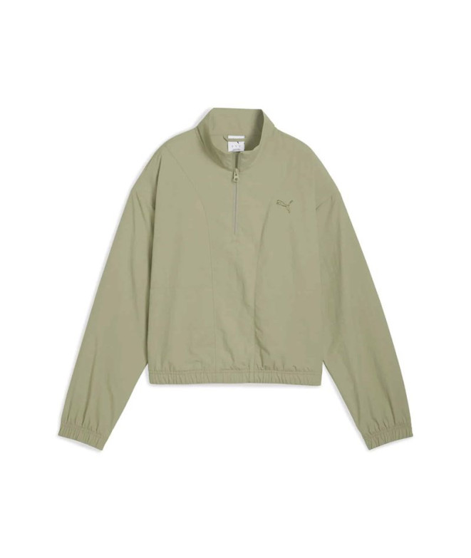 Moletom Puma Her Relaxed Woven Ha Lux Army Mulher