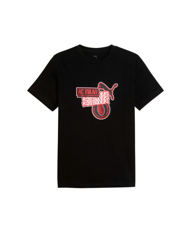 Camiseta de Futebol Puma AC Milan Ftblculture, Preto-Para, Homem