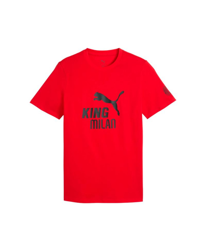 Camiseta de Futebol Puma AC. Milão King Logo Para Todos Time Vermelho Homem