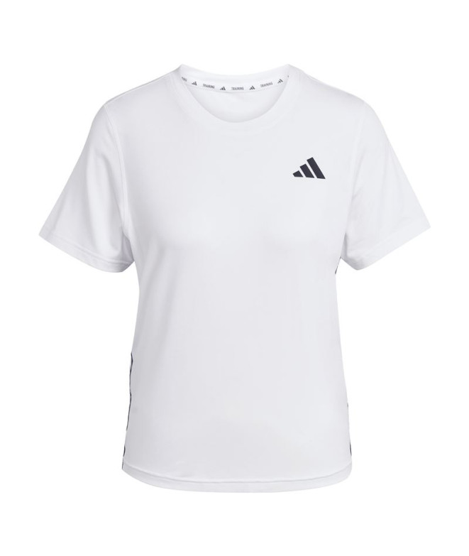 T-shirt de Fitness adidas We 3 Bandas Crew Femme Blanc/Noir