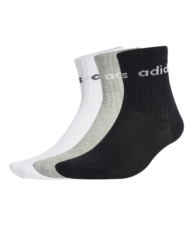 Meias adidas Lin Kids Crw 3P Infantil Branco / Brgrin / Preto