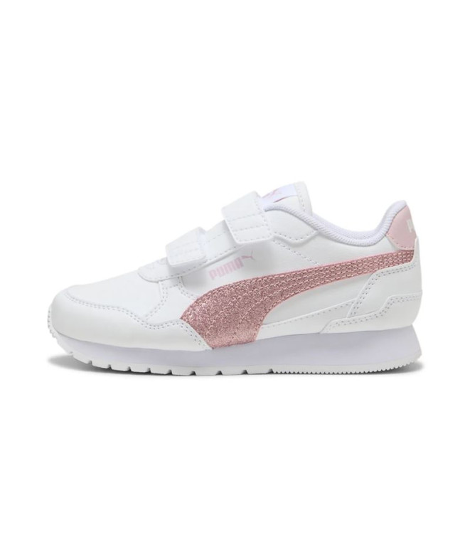Chaussures Puma St Runner V4 Sl Glit Fille Blanc/Copper Rose/Rose Mauve