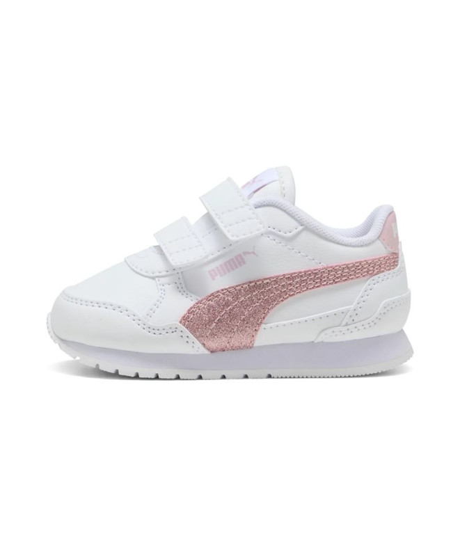 Chaussures Puma St Runner V4 Sl Glit Fille Blanc/Copper Rose/Rose Mauve