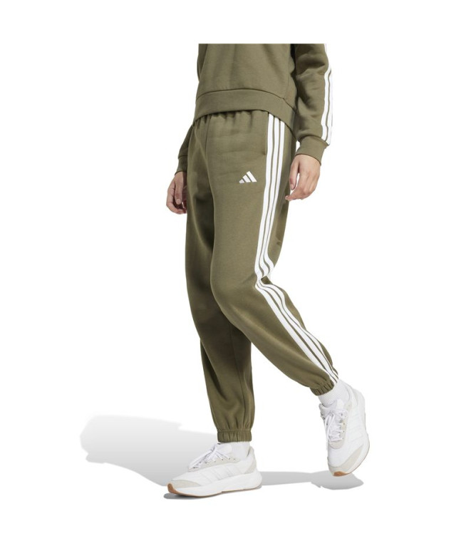 Calça adidas 3 Bandas Fl C Mulher Verde / Branco