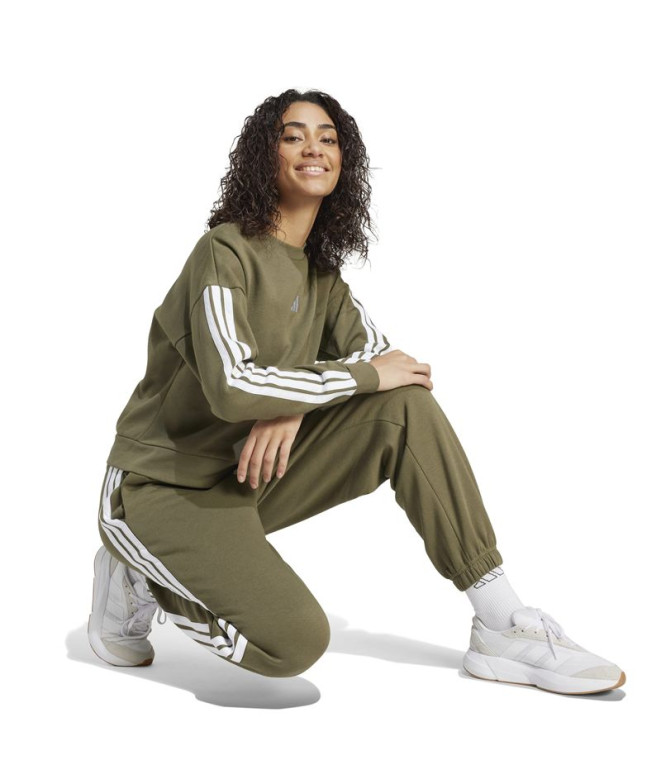 Calça adidas 3 Bandas Fl C Mulher Verde / Branco