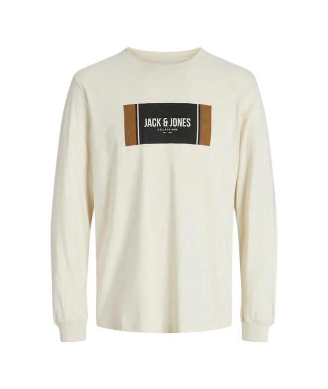 Camiseta Jack and Jones Jjhayato Ls Crew Homem Antique Branco