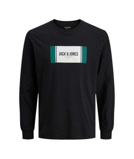 Camiseta Jack and Jones Jjhayato Ls Crew Hombre Negro