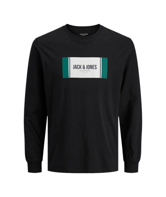 T-shirt Jack and Jones Jjhayato Ls Crew Homme Noir