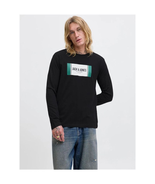 T-shirt Jack and Jones Jjhayato Ls Crew Homme Noir