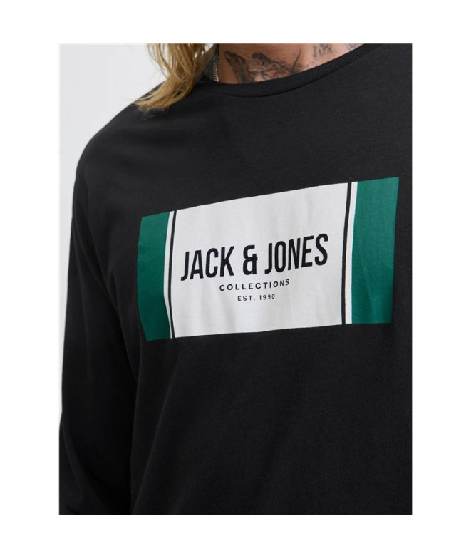 T-shirt Jack and Jones Jjhayato Ls Crew Homme Noir