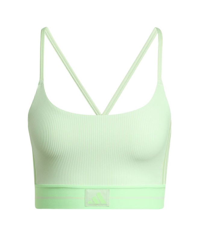 Sutiã esportivo de Fitness adidas Hyg Rib Bralett Mulher Verde
